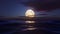 Full moon over the ocean at night. Stylized looped animation. 3d render.