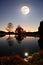 Full moon over pond