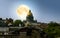 The full moon over Saint Isaac\'s Cathedral and the city centre d