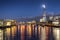 Full moon over the skyline of London, UK