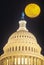 Full Moon Over United States Capitol Building Dome, Washington, D.C.