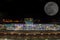 A full moon over Vaclav Havel International Airport in Prague