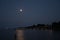 Full moon reflected onto the waters of the might Rappahannock River