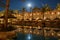 Full moon reflecting in a swimming pool