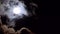 Full Moon Rises in Clouds on Sky in Night, View Moon Light, Evening Timelapse