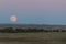 A full moon rising over a North Dakota grain field