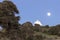 Full moon in a rural landscape of Castro, Verde, in the Alentejo, Portugal