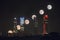 Full moon sequence over Cuatro Torres business area skyline at night in Madrid, Spain.