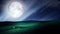 Full moon on sky over landscape, beautiful landscape at night, loop animation background.