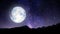 Full moon on sky over mountain, Night stars, Night fantasy, Loop animation background.