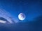 Full moon ,stars and moon on night starry sky with clouds