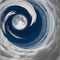 Full moon in a vortex of clouds