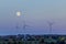 Full moon and wind turbines