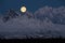 Full Moonrise over Mount McKinley Denali Range Alaska Midnight