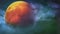 Full orange harvest halloween moon in the clouds 4K loop