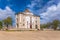 Full panoramic view of the classic baroque building, Lord Jesus da Pedra Sanctuary, Catholic religious building in Obidos,