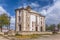 Full panoramic view of the classic baroque building, Lord Jesus da Pedra Sanctuary, Catholic religious building in Obidos,