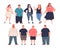 Full People Character with Plump Body Standing and Smiling Vector Set
