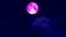 Full pink moon moving pass back the cloud on dark night sky