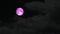 Full pink moon rise on night sky and gray cloud passing