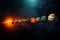 Full planetary lineup in a lifelike space background illustration