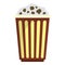 Full popcorn basket icon, flat style