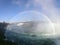 Full rainbow and boat in niagara falls Canada