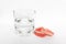 Full removable plastic denture of the jaws. Set of dentures on a white background. Two acrylic dentures.