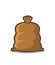 Full sack isolated. Brown textile bag on white background