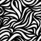 Full Seamless Abstract Zebra Pattern. Monochrome Vector. Black and White Curved Lines for Dress Fabric Print.