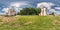 Full seamless hdri panorama 360 degrees angle view facade of church in decorative medieval gothic and baroque style architecture