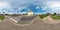 Full seamless hdri panorama 360 degrees angle view facade of orthodox church in beautiful decorative medieval style architecturein