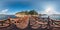 Full seamless hdri spherical panorama 360 degrees angle view on wooden pier of wide lake in sunny day. 360 panorama in