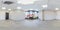 full seamless spherical hdri 360 panorama in interior of empty white room with repair for office or store with panoramic windows