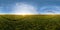 full seamless spherical hdri 360 panorama view over blooming sunflowers fields in sunny summer evening in equirectangular