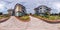 full seamless spherical hdri panorama 360 degrees angle near private apartment building in courtyard or backyard of city bystreet