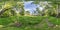 Full seamless spherical hdri panorama 360 degrees angle view on cycling and pedestrian walking path among the bushes of forest in