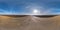 Full seamless spherical hdri panorama 360 degrees angle view on gravel road among fields in early spring day with sun on clear sky