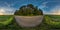 Full seamless spherical hdri panorama 360 degrees angle view on gravel road among fields in summer evening sunset with awesome
