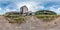 Full seamless spherical hdri panorama 360 degrees angle view near abandoned ruined factory in equirectangular projection, VR AR