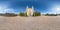 Full seamless spherical hdri panorama 360 degrees angle view near entrance of old neo gothic catholic church  in equirectangular