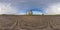 Full seamless spherical hdri panorama 360 degrees angle view near silver silos for drying cleaning and storage of agricultural