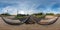 Full seamless spherical panorama 360 by 180 angle view near railroad crossing in equirectangular projection, ready VR virtual