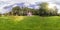Full seamless spherical panorama 360 by 180 angle view near wigwam in the Indian village in forest in equirectangular projection,