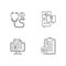 Full-service telehealth platform linear icons set