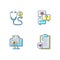 Full-service telehealth platform RGB color icons set