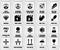 Full set of ceramic tiles packaging symbols with description. Package black floor icons isolated on white wall. ISO pictograms