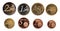 Full set of euro coins europe germany, gradient background