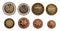 Full set of euro coins europe germany, gradient background