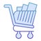 Full shopping cart flat icon. Shopping trolley with products vector illustration isolated on white. Market trolley